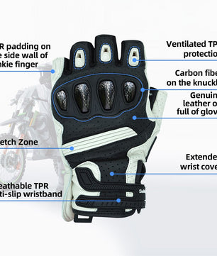 Seibertron Summer Youth Motorcycle Carbon Fiber Anti - Slip Soft Breathable Half - Finger Riding Gloves SPS - 9 - Seibertron