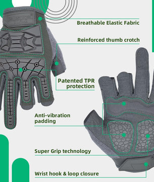 Seibertron T.T.F.I.G 2.0 Men's Tactical Military Gloves with Flexible Rubber Knuckles for Combat, Hunting, Airsoft, Paintball, Motorcycle Riding & Outdoor Activities - SeibertronSports