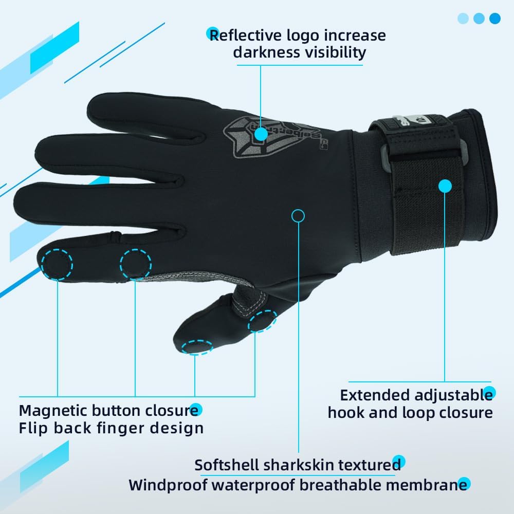 W.G.F.G 2.0 Water Resistant Winter Fishing Gloves Magnetic