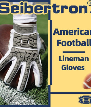 Seibertron Youth Full Finger Lineman 2.0 Padded Palm Football Receiver Gloves, Flexible TPR Impact Protection Back of Hand Glove - Seibertron
