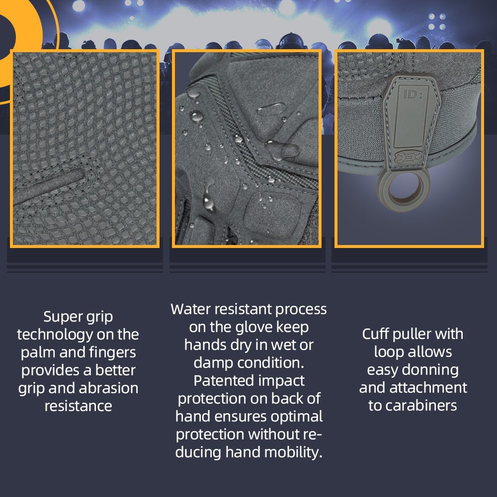 color:Grey | Seibertron S.O.L.A.G 2.0 Full Finger water resistant full finger tactical gloves image 08