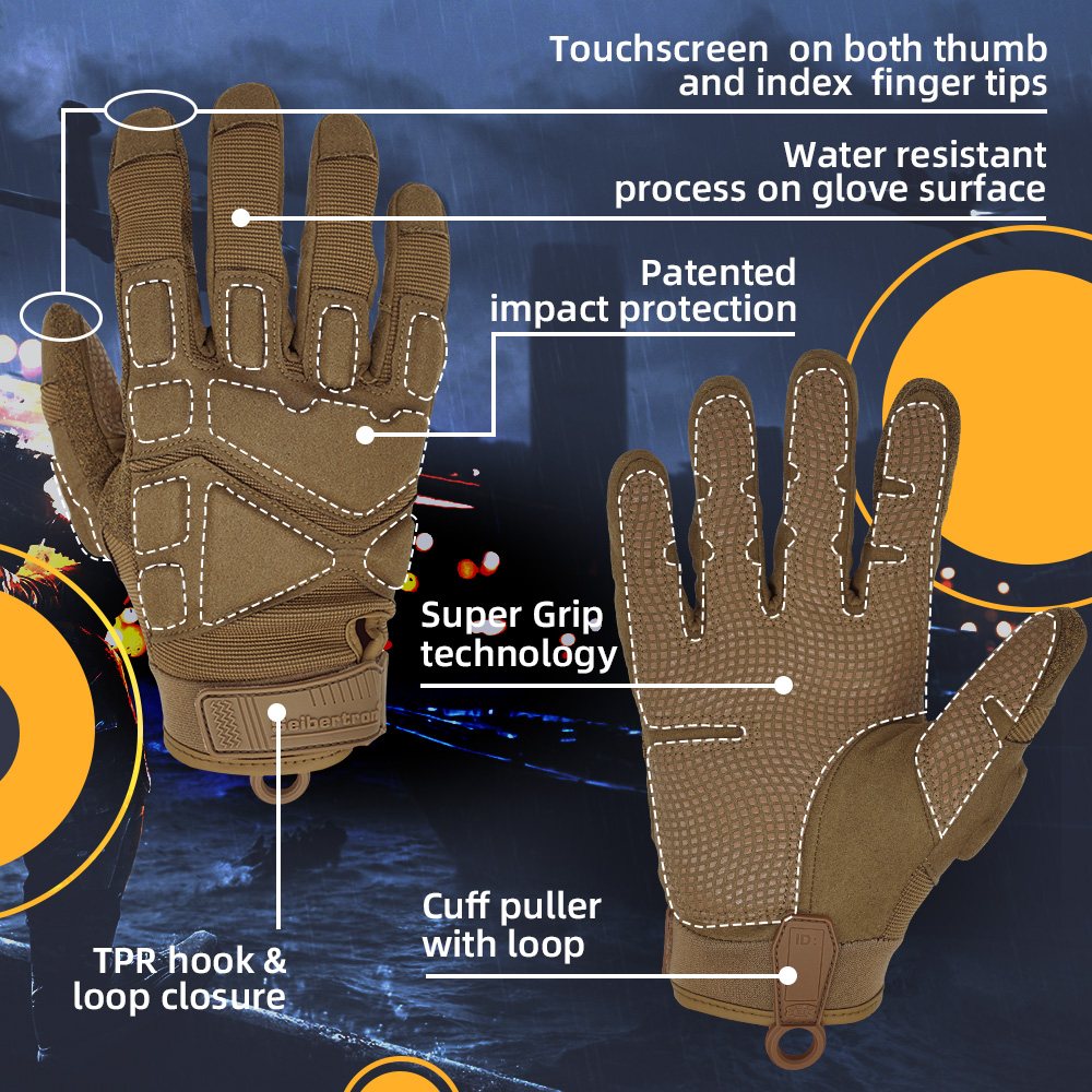 color:Coyote | Seibertron S.O.L.A.G 2.0 Full Finger water resistant full finger tactical gloves image 15