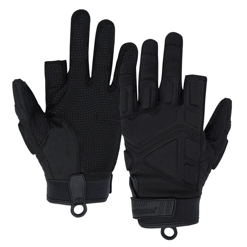 color:Black | Seibertron S.O.L.A.G-HI 2.0 half index finger tactical gloves image 01
