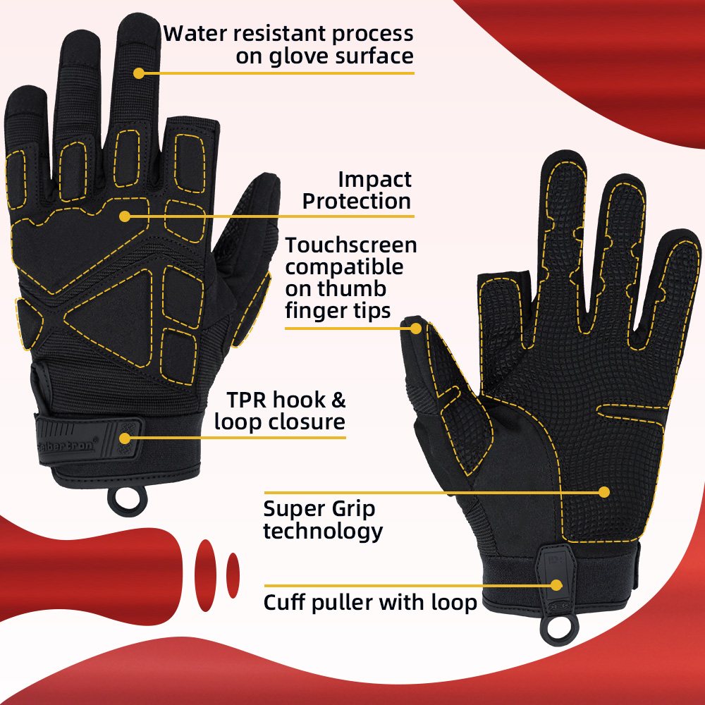 color:Black | Seibertron S.O.L.A.G-HI 2.0 half index finger tactical gloves image 04