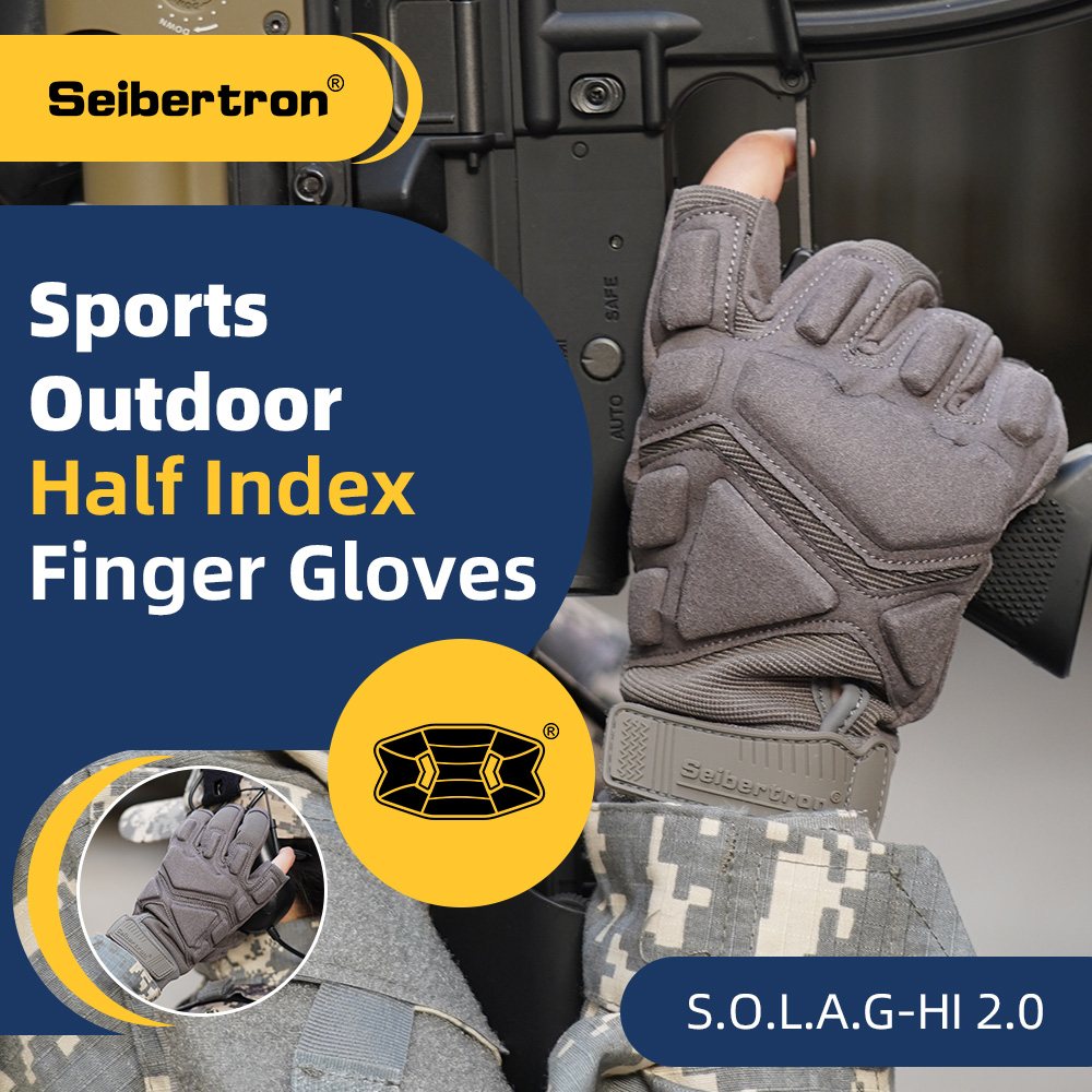color:Grey | Seibertron S.O.L.A.G-HI 2.0 half index finger tactical gloves image 07