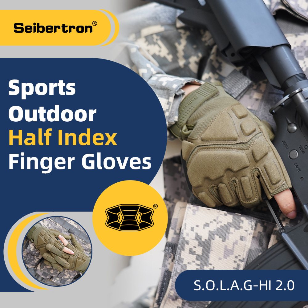 color:Army Green | Seibertron S.O.L.A.G-HI 2.0 half index finger tactical gloves image 11