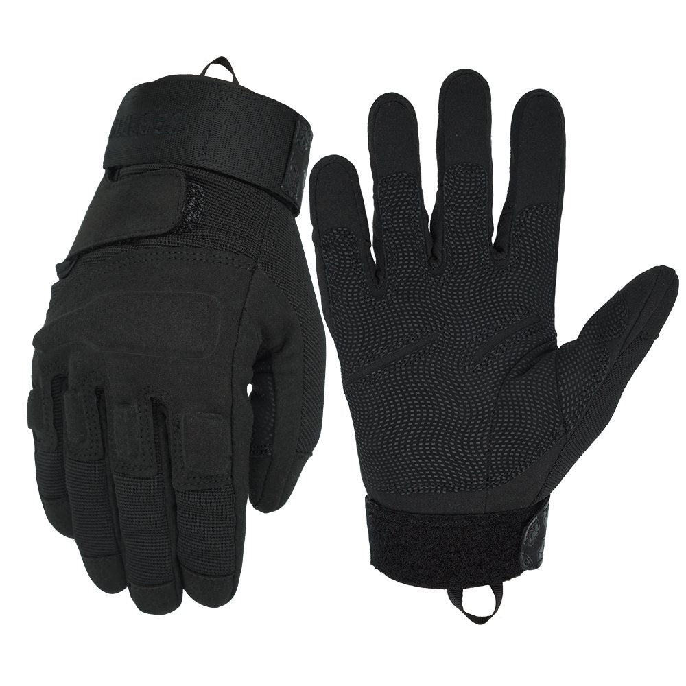 color:Black | Seibertron S.O.L.A.G Tactical Full Finger Gloves water resistant touchscreen tactical full finger gloves image 01
