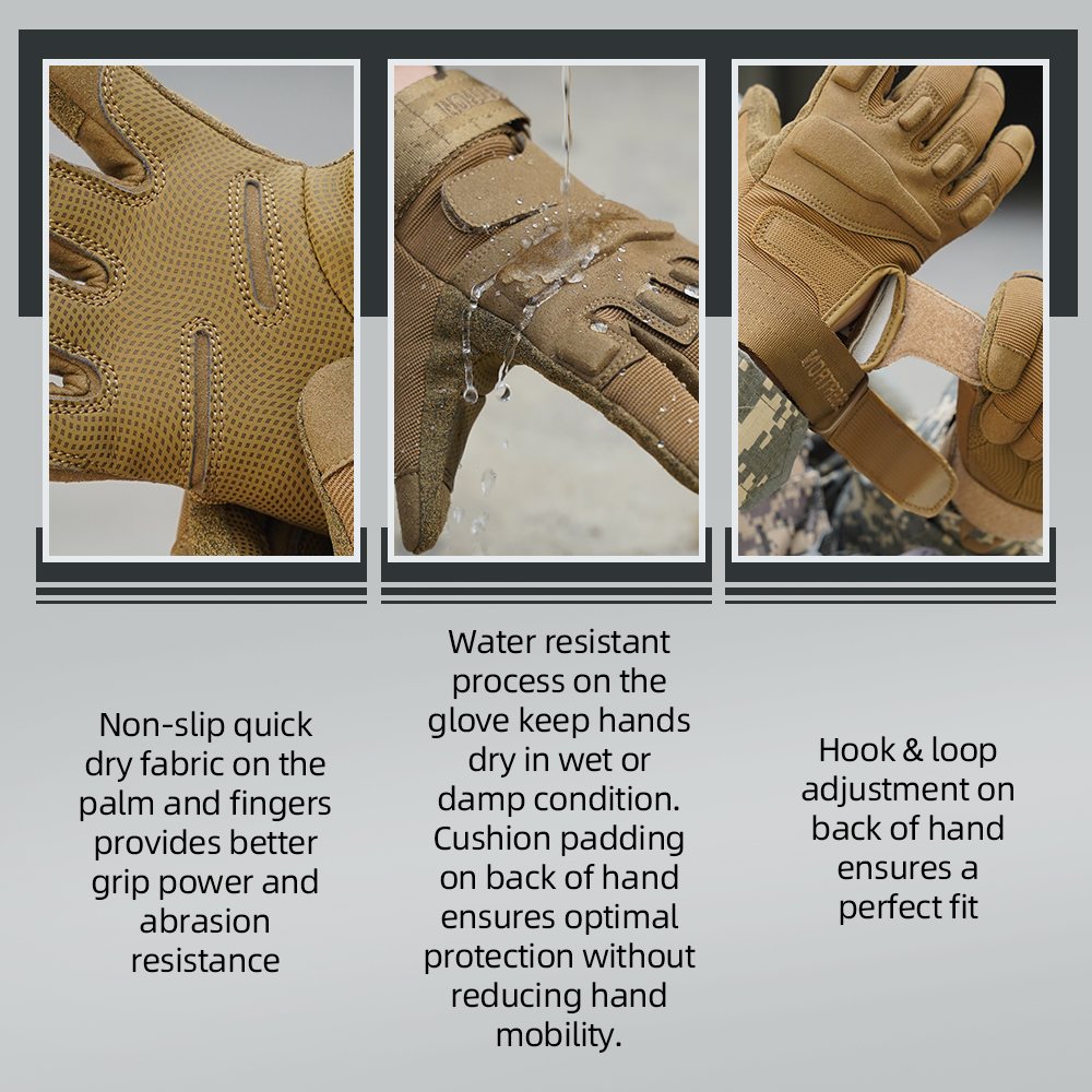color:Coyote | Seibertron S.O.L.A.G Tactical Full Finger Gloves water resistant touchscreen tactical full finger gloves image 16