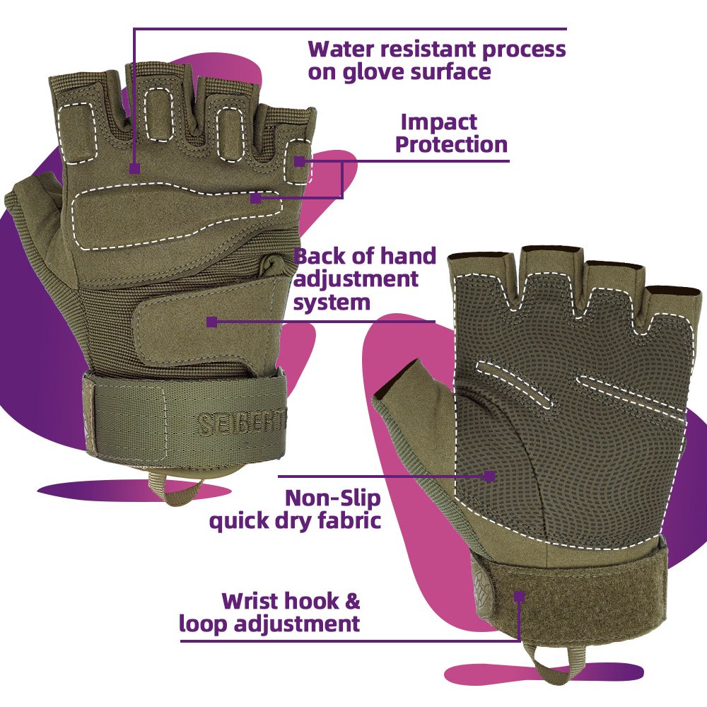 color:Army Green | Seibertron S.O.L.A.G Half Finger half finger tactical gloves image 11