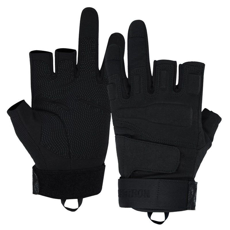 color:Black | Seibertron S.O.L.A.G-T three fingerless tactical gloves image 01
