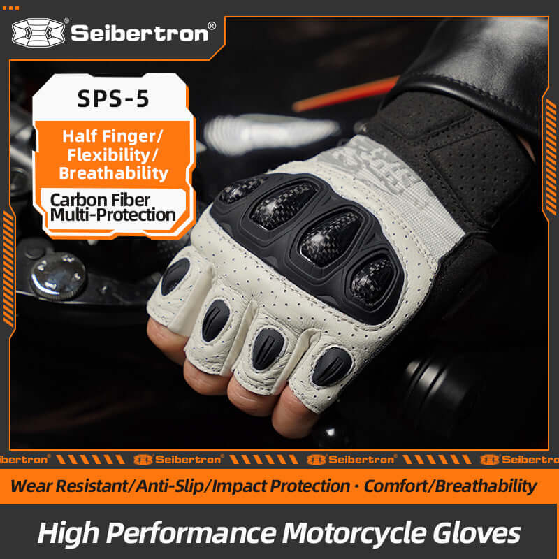 Seibertron SPS-5 Adult Fingerless Motorcycle Motorcross Cycling Gloves Half Finger MTB Off-Road Riding Glove