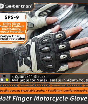 Seibertron SPS-9 Summer Motorcycle Carbon Fiber Anti-Slip Soft Breathable Half-Finger Riding Gloves