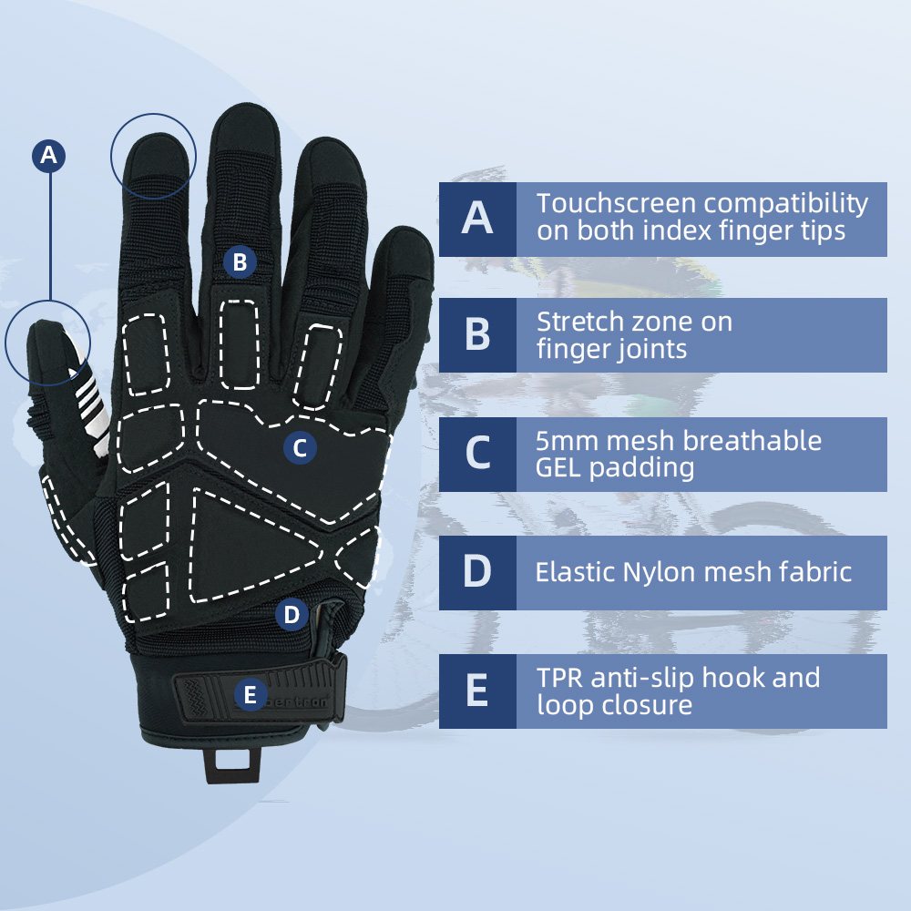 color:Black | Seibertron SPS-1 full finger touchscreen motorcycle gloves image 02