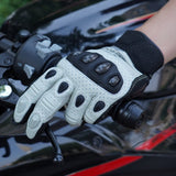 color:White | Seibertron SPS2 Plus summer motorcycle gloves with carbon fiber knuckle protection image 11