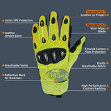 color:Yellow | Seibertron SPS2 Plus summer motorcycle gloves with carbon fiber knuckle protection image 44