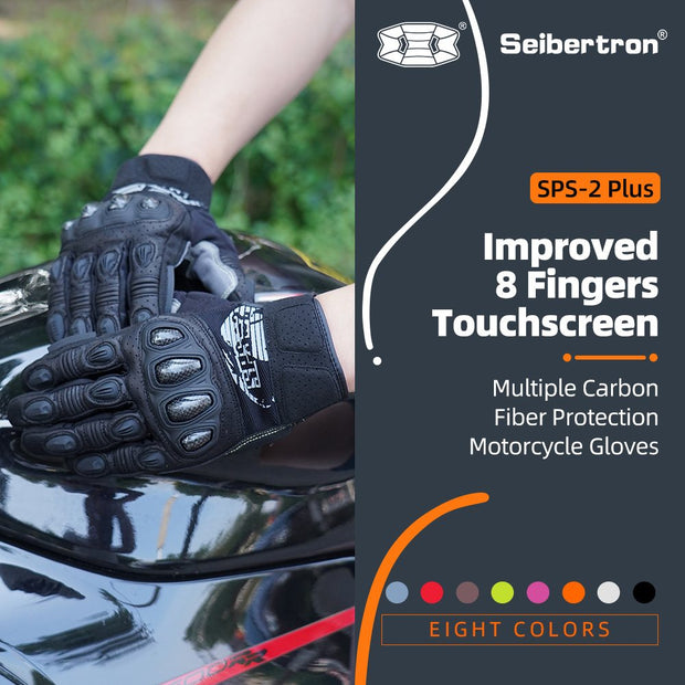 color:Black | Seibertron SPS2 Plus summer motorcycle gloves with carbon fiber knuckle protection image 01