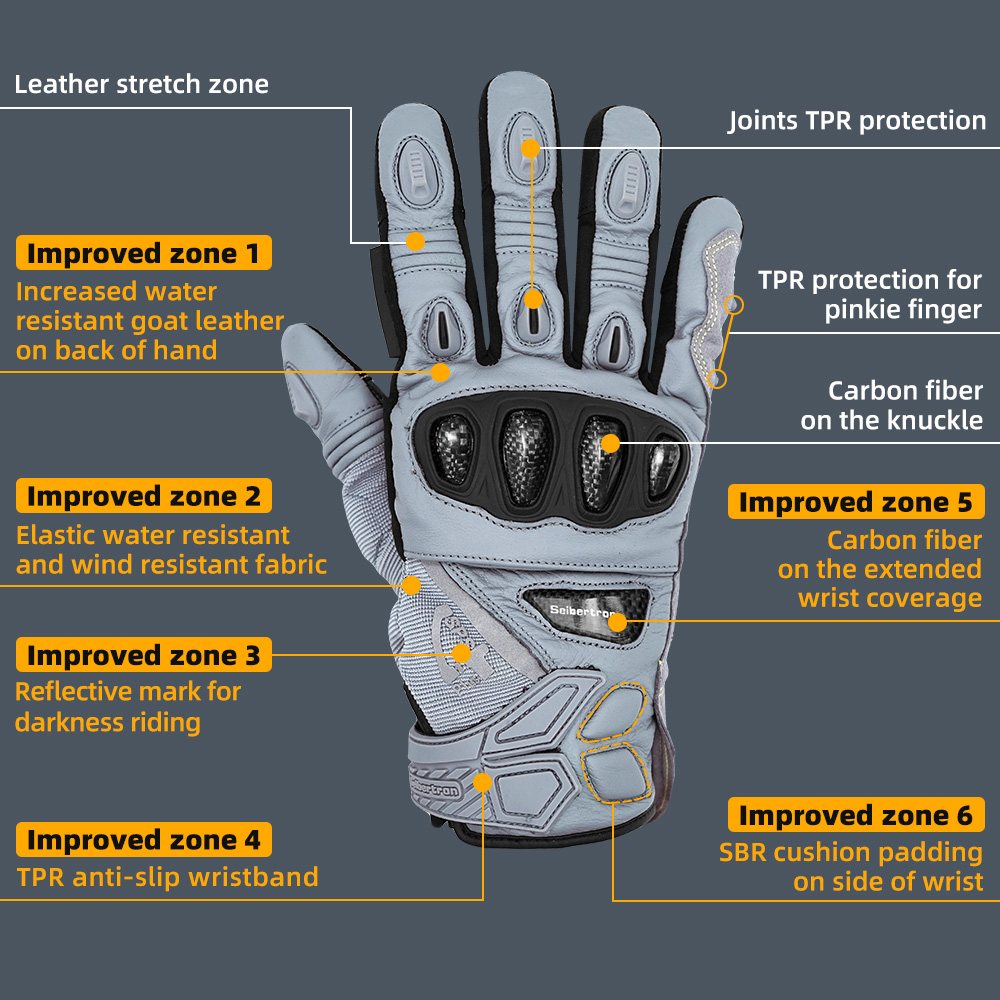 color:Gray | Seibertron SPS-4 Plus 3M Thinsulate winter leather motorcycle gloves image 14