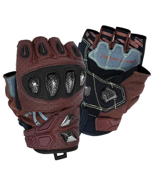 Seibertron SPS-7H half-finger motorcycle gloves in Brown