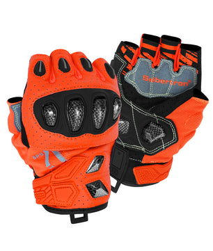 Seibertron SPS-7H half-finger motorcycle gloves in Fluorescent Orange
