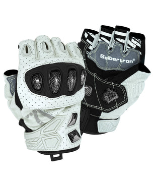 Seibertron SPS-7H half-finger motorcycle gloves in White