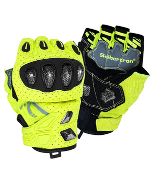 Seibertron SPS-7H half-finger motorcycle gloves in Fluorescent Yellow