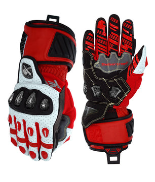 Seibertron SPS-7L long-cuff motorcycle racing gloves in Red