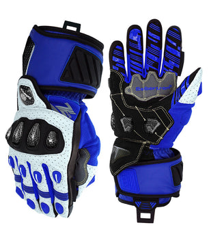 Seibertron SPS-7L long-cuff motorcycle racing gloves in Klein Blue