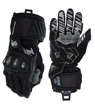 Seibertron SPS-7L long-cuff motorcycle racing gloves in Black