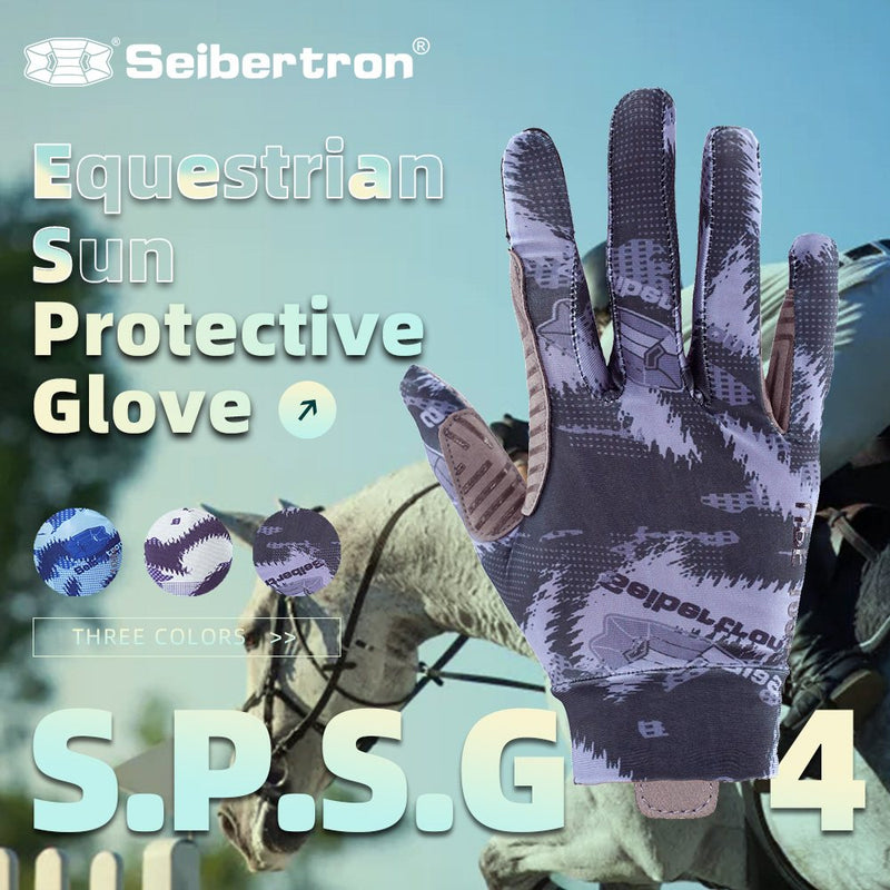 color:Black | Seibertron S.P.S.G-4 UPF100 sun protection horse riding gloves image 01