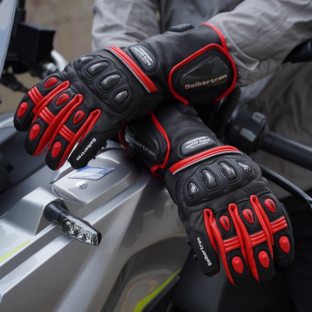 color:Red | Seibertron Rechargeable Heated Gloves waterproof windproof heated gloves for winter outdoor use image 05