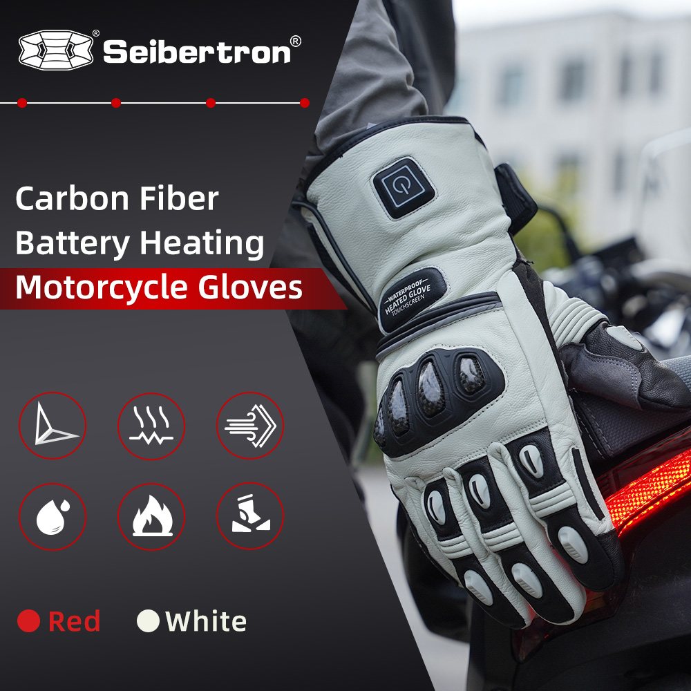 color:White | Seibertron Rechargeable Heated Gloves waterproof windproof heated gloves for winter outdoor use image 07