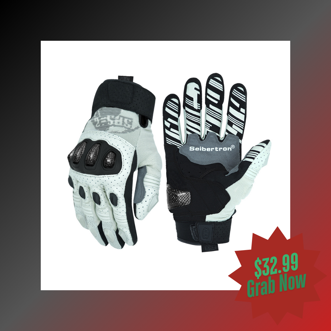 white leather motorcycle gloves