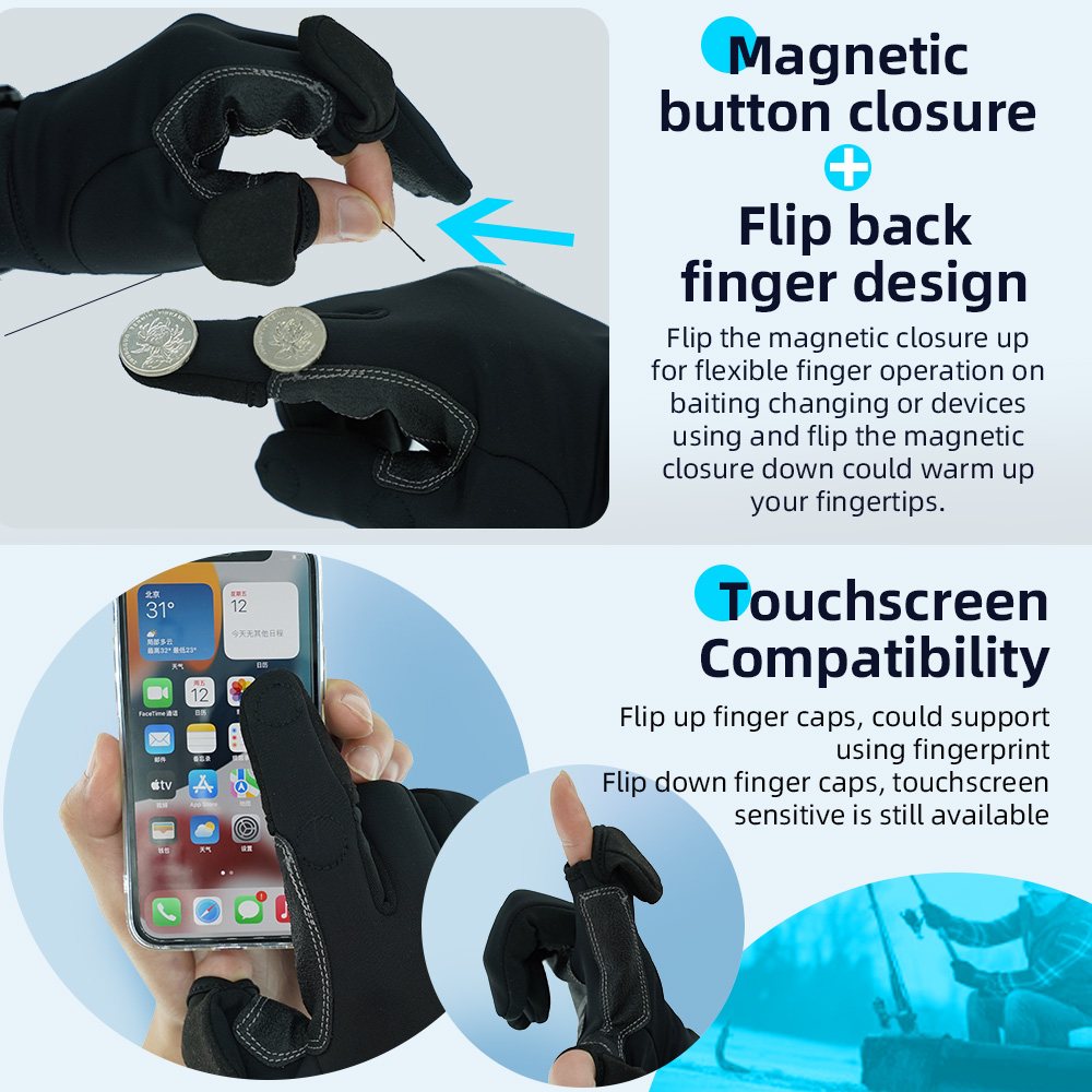 color:all | Seibertron W.G.F.G 2.0 Winter Fishing Gloves water-resistant winter fishing gloves with magnetic finger flap image 04