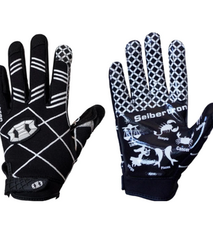 Youth football gloves with large size fitting
