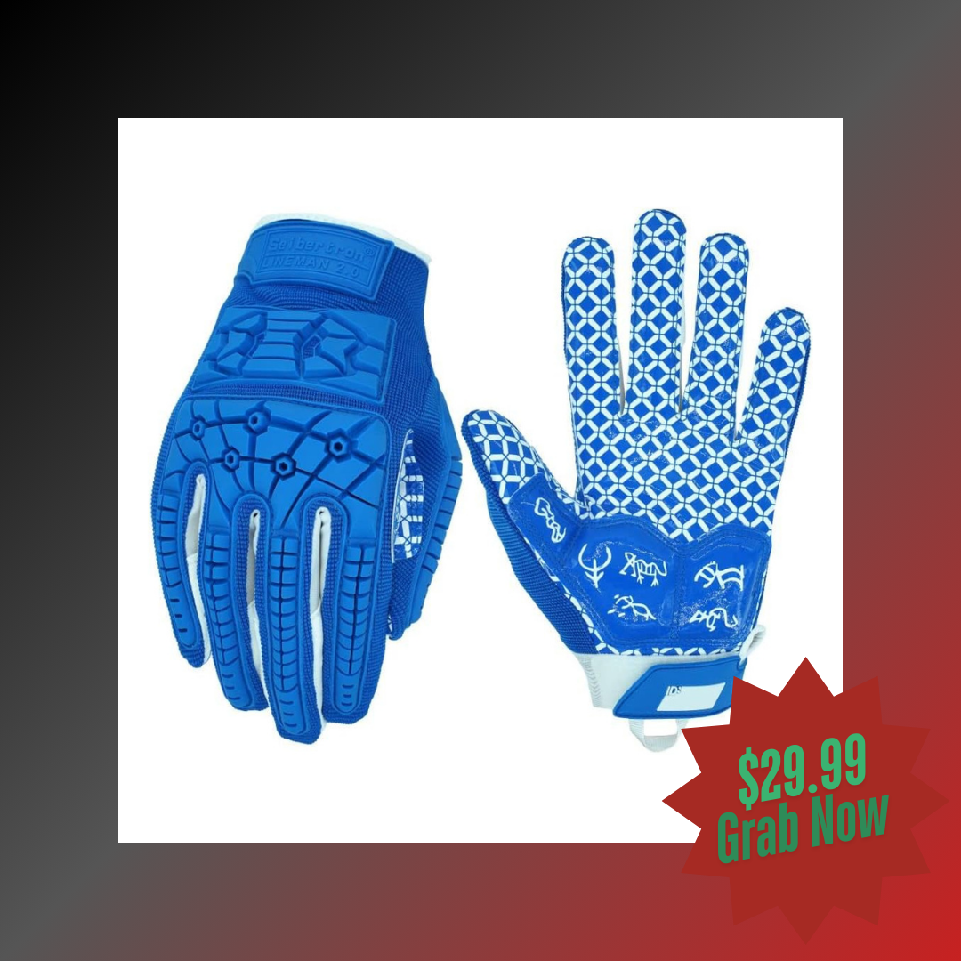 seibertron handschuhe Seibertron Youth Full Finger Lineman 2.0 Padded Palm Football Receiver Gloves, Flexible TPR Impact Protection Back of Hand Glove