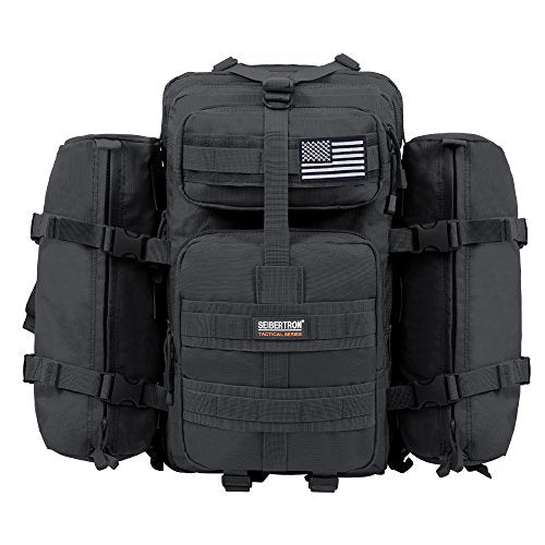 Seibertron Falcon Water Repellent Hiking Camping Backpack Compact Pack Summit Bag Black 37L(1+2)