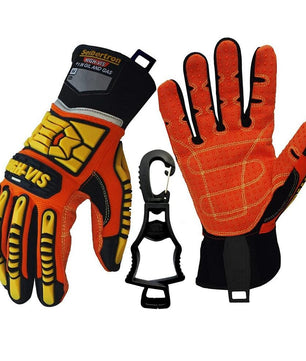 Seibertron HIGH - VIS SDX2 Resistant Reducing Anti - Impact Mechanics Heavy Duty Safety Rescue Gloves CE EN388 4232 with 1 Black Glove Clip - SeibertronTools