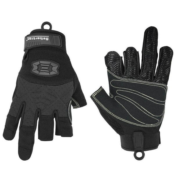 Seibertron Half Finger Padded Palm Lightweight Breathable Climbing Rope Gloves for Climbers, Rock Climbing, Rescue, Adventure, Sailing, Kayaking, Outdoor Sports Three Finger - Seibertron