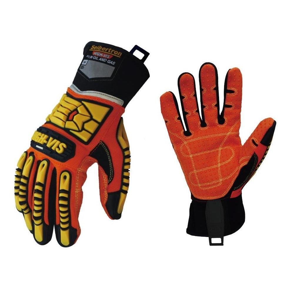 Seibertron HIGH-VIS SDX2 Resistant Reducing Anti-Impact Mechanics Heavy Duty Safety Rescue Gloves CE EN388 4232 with 1 Black Glove Clip