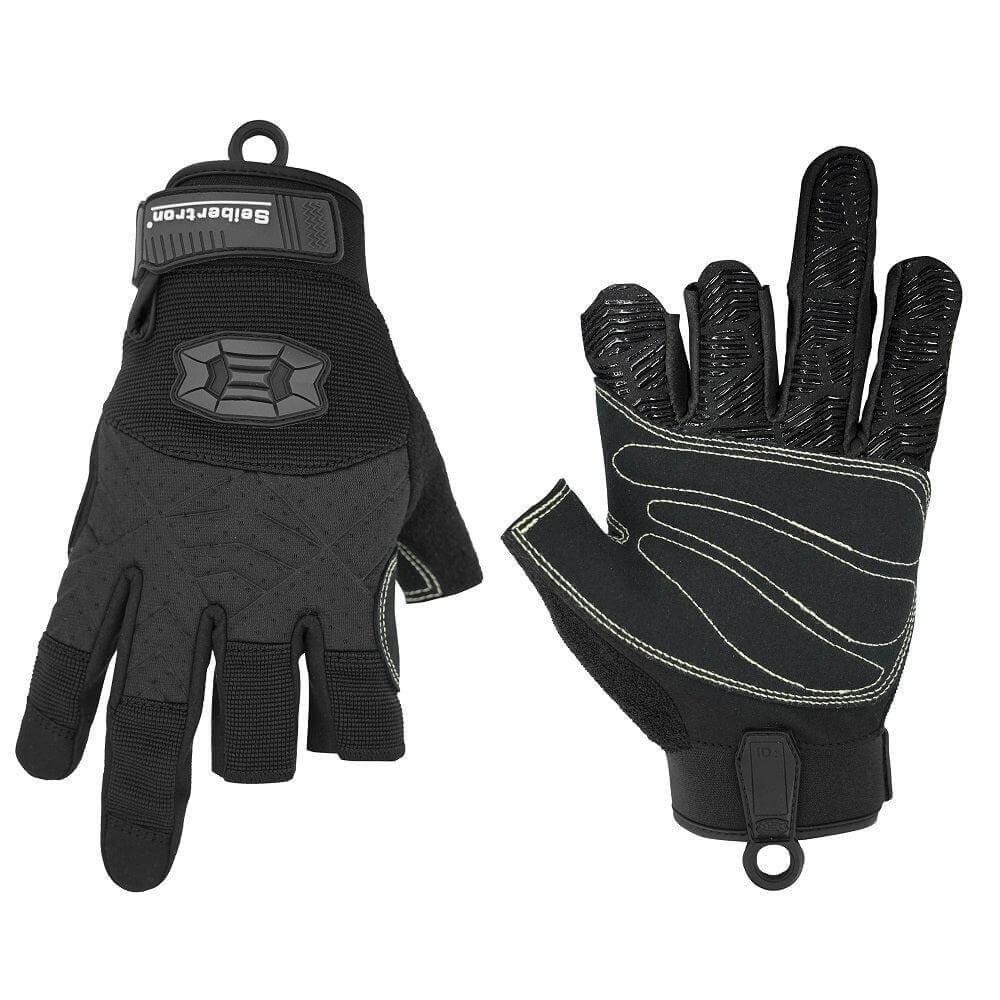 Seibertron Half Finger Padded Palm Lightweight Breathable Climbing Rope Gloves for Climbers, Rock Climbing, Rescue, Adventure, Sailing, Kayaking, Outdoor Sports Three Finger - Seibertron
