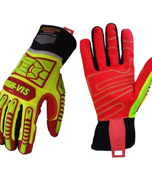 Seibertron HIGH - VIS HRIG Anti Impact Work Gloves Hi - Vis Oil and Gas Water Resistant Safety Heavy Duty Utility Mechanic Rigger Glove with TPR Protection Yellow Red CE EN388 4132 - Seibertron