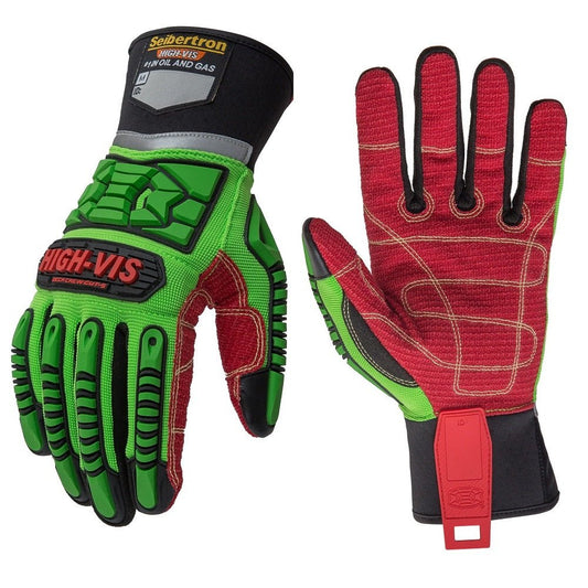 Seibertron HIGH - VIS WPC5 Level 5 Cut Resistant Cold Weather Condition Waterproof Impact Oil and Gas Safety Gloves - SeibertronTools