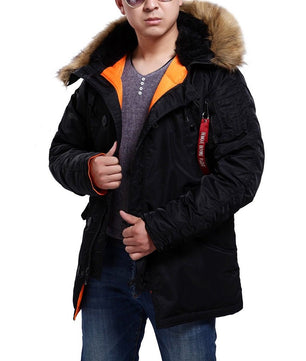 Seibertron Men's N - 3B Slim - Fit Waterproof/Water Repellent Parka with Removable Faux Fur Hood Trim - SeibertronApparel602201113390