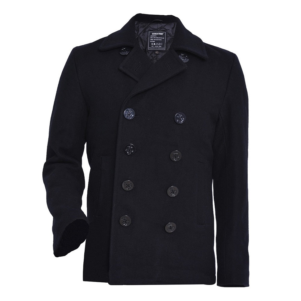 Seibertron Men's Woolen Coat US Navy Type 80% Wool USN Pea Coat - SeibertronApparel522010207267