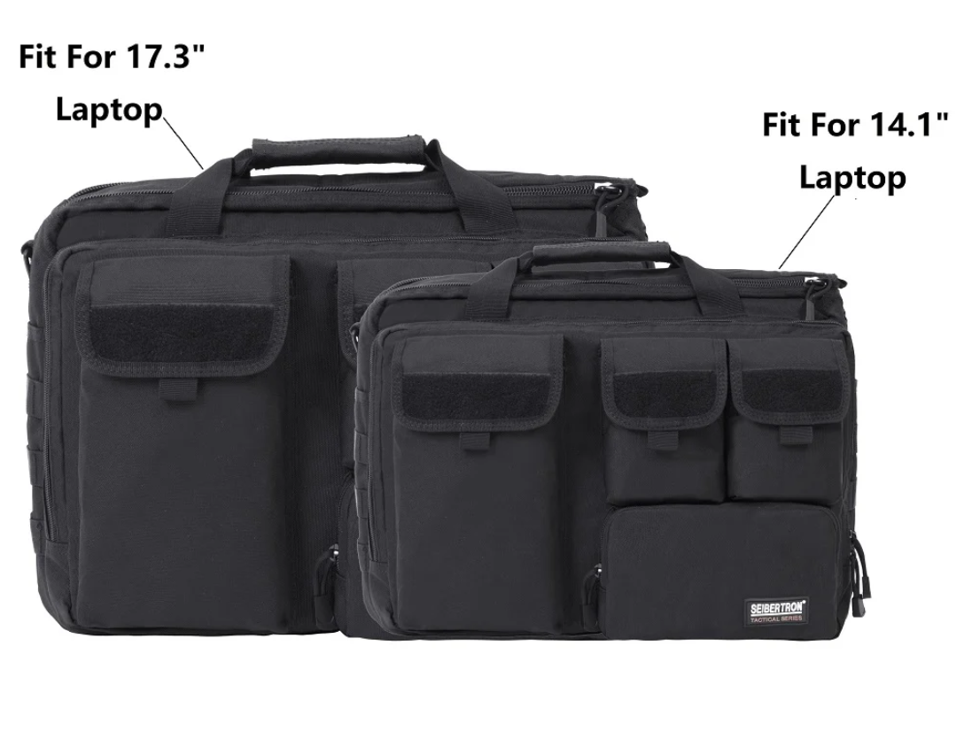 Seibertron Pro Multifunction Shoulder Messenger Bag laptop fit guide for 14.1 inch and 17.3 inch laptops