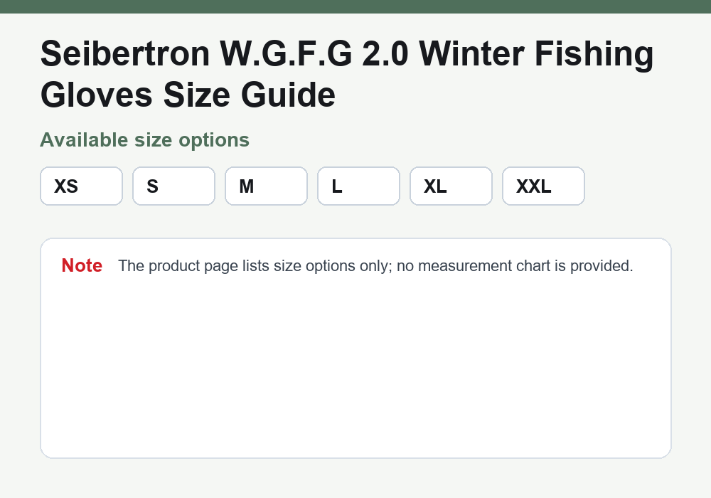 Seibertron winter fishing gloves size options guide